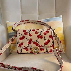 Coach soft tabby cherry print leather shoulder bag